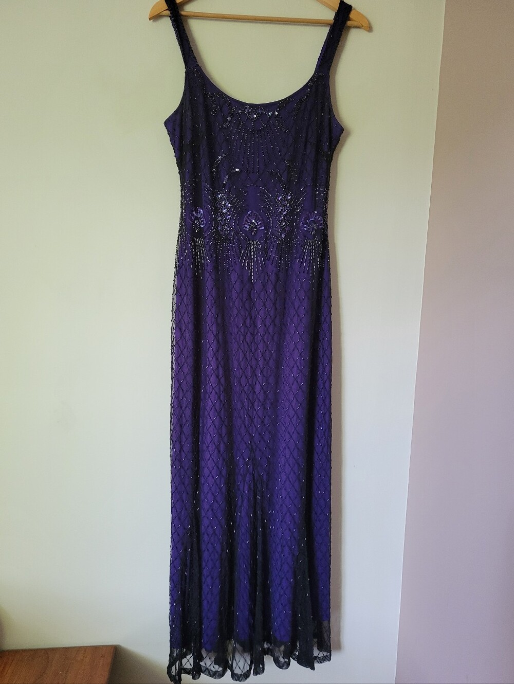 Vintage Y2K Purple Mesh Overlay Beaded Goth Vampy Whimsigoth Maxi Long Gown 12